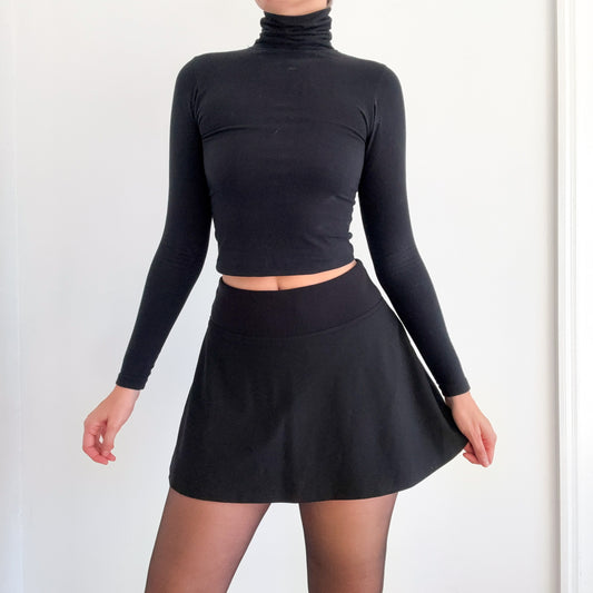 Y2K Bebe Black Flare Mini Skirt / SZ 2