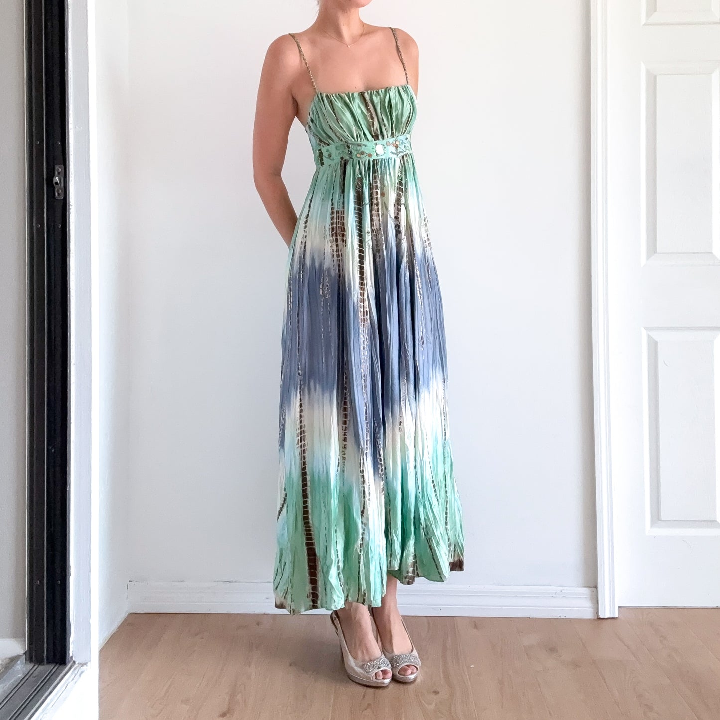 Y2K BCBGMaxAzria Ocean Silk Maxi Dress / SZ S