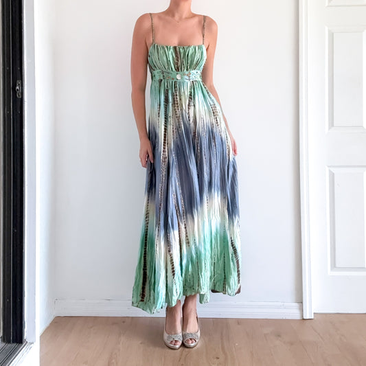 Y2K BCBGMaxAzria Ocean Silk Maxi Dress / SZ S