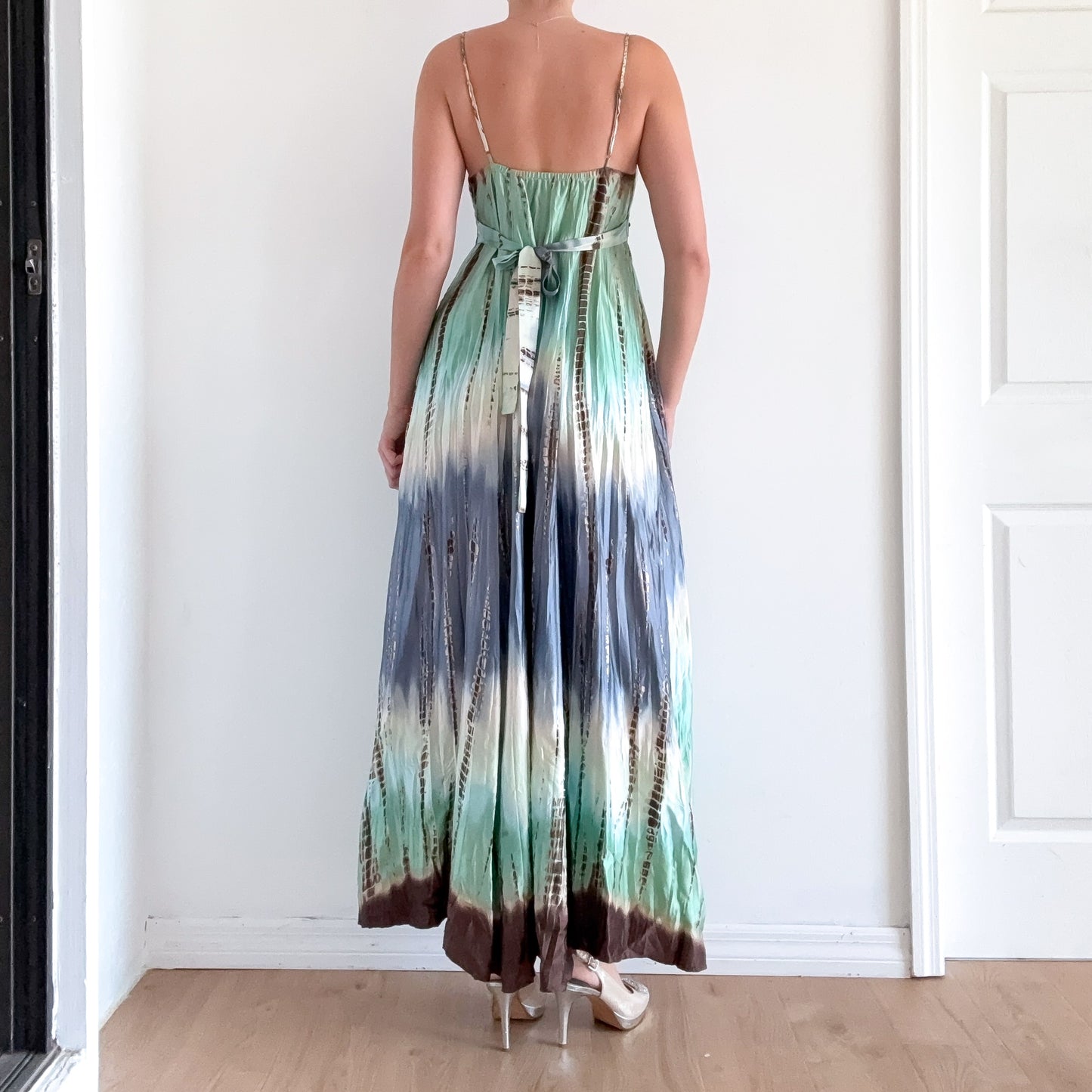 Y2K BCBGMaxAzria Ocean Silk Maxi Dress / SZ S