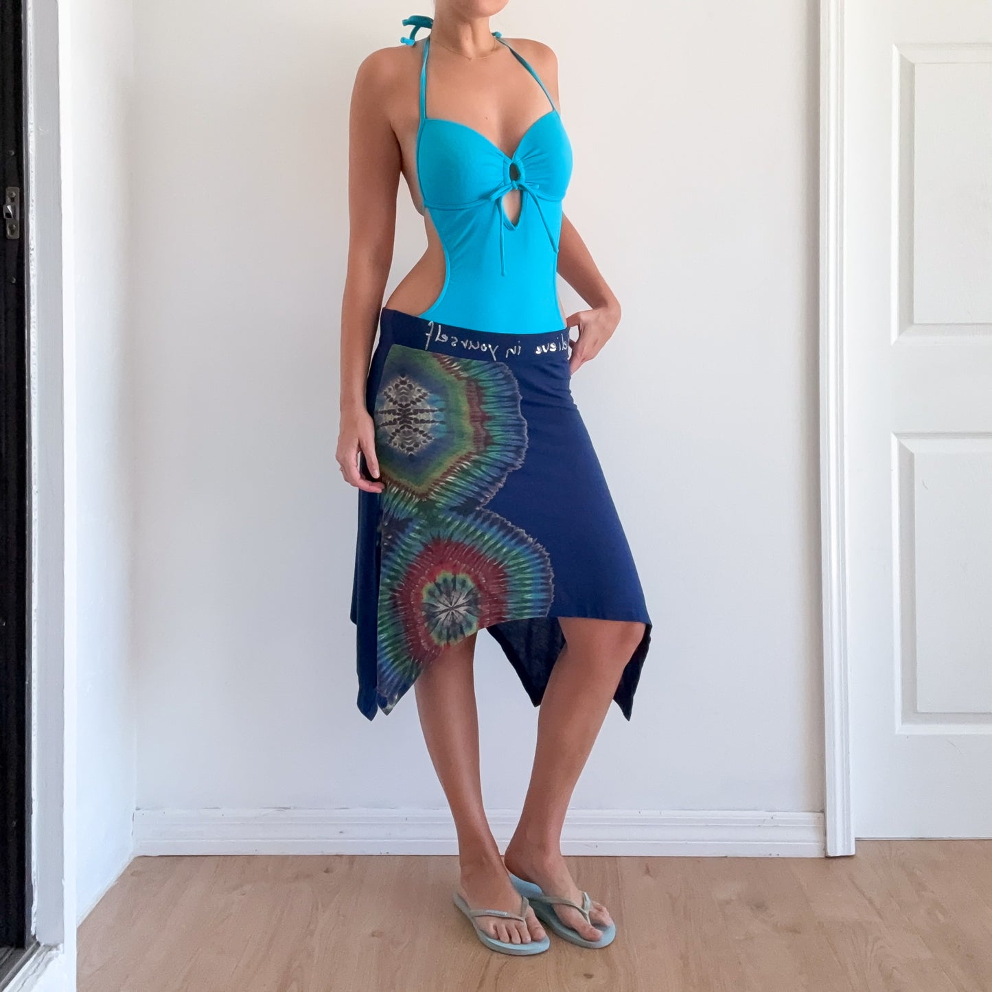 Y2K Desigual Blue Tie Dye Midi Skirt / SZ M/L