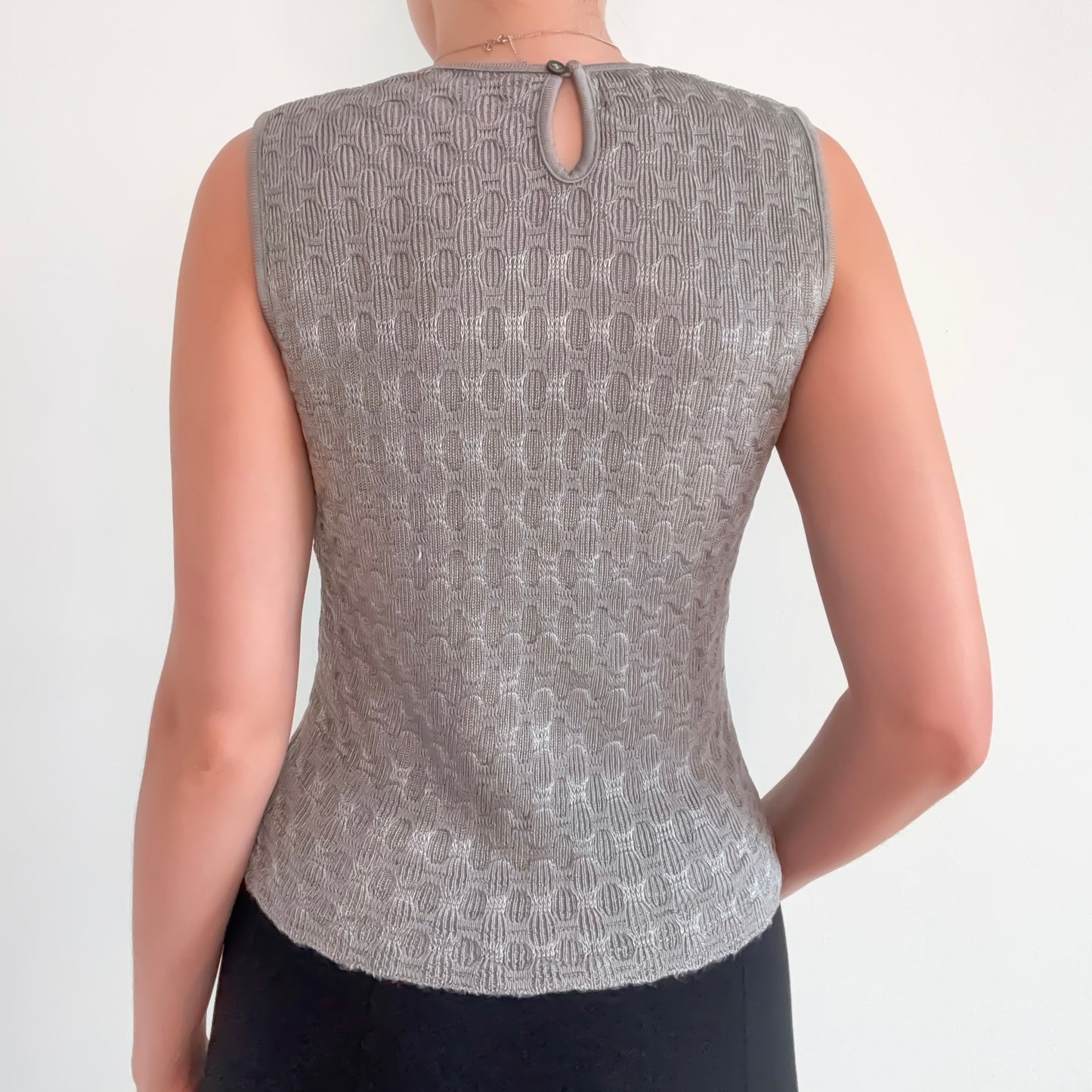 90's Grey Knit High Neck Top / SZ S