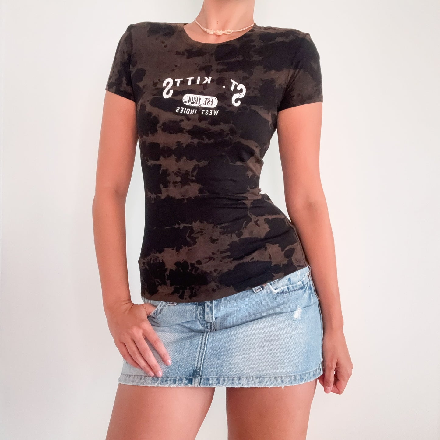 Y2K Brown Tie Dye Graphic Tee / SZ S