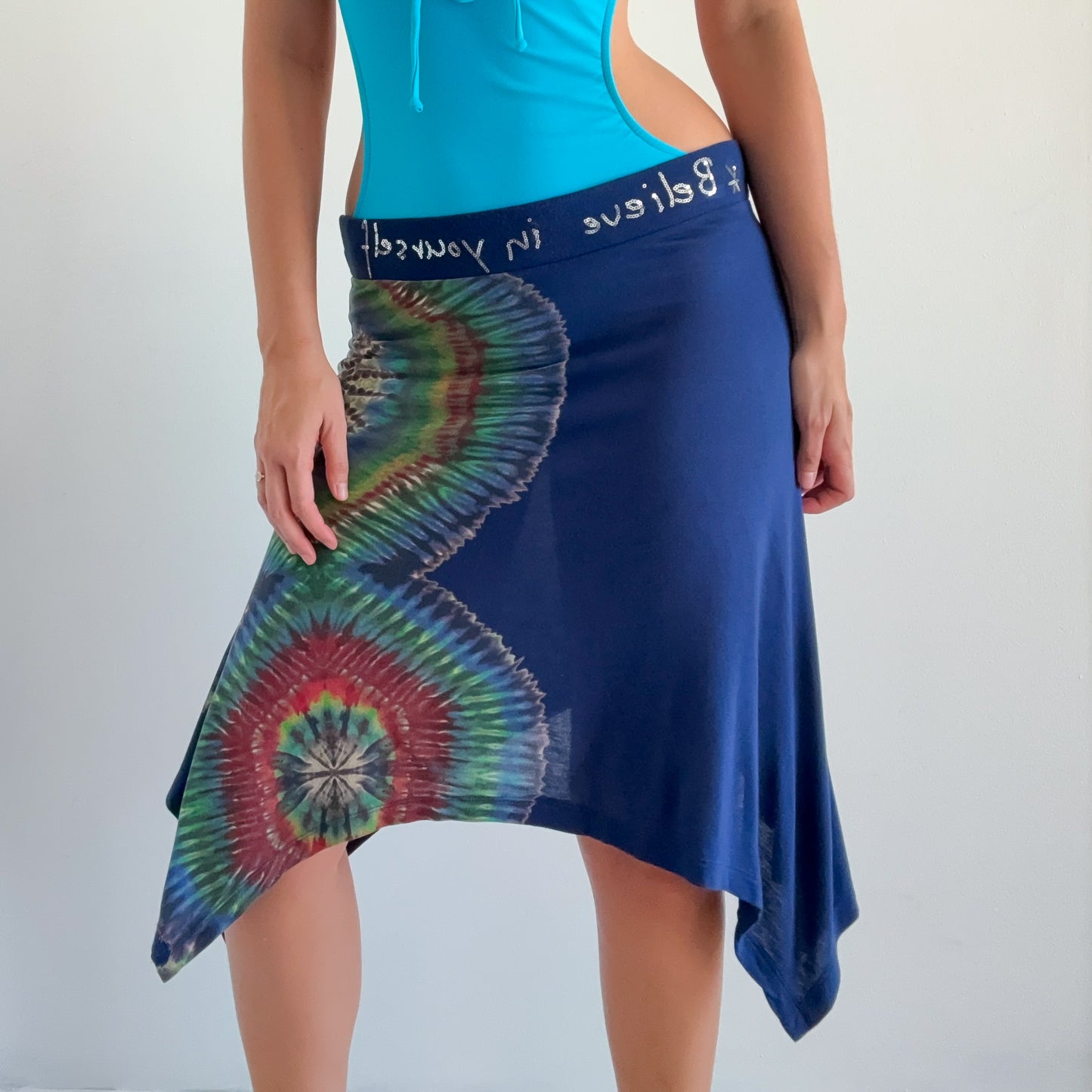 Y2K Desigual Blue Tie Dye Midi Skirt / SZ M/L