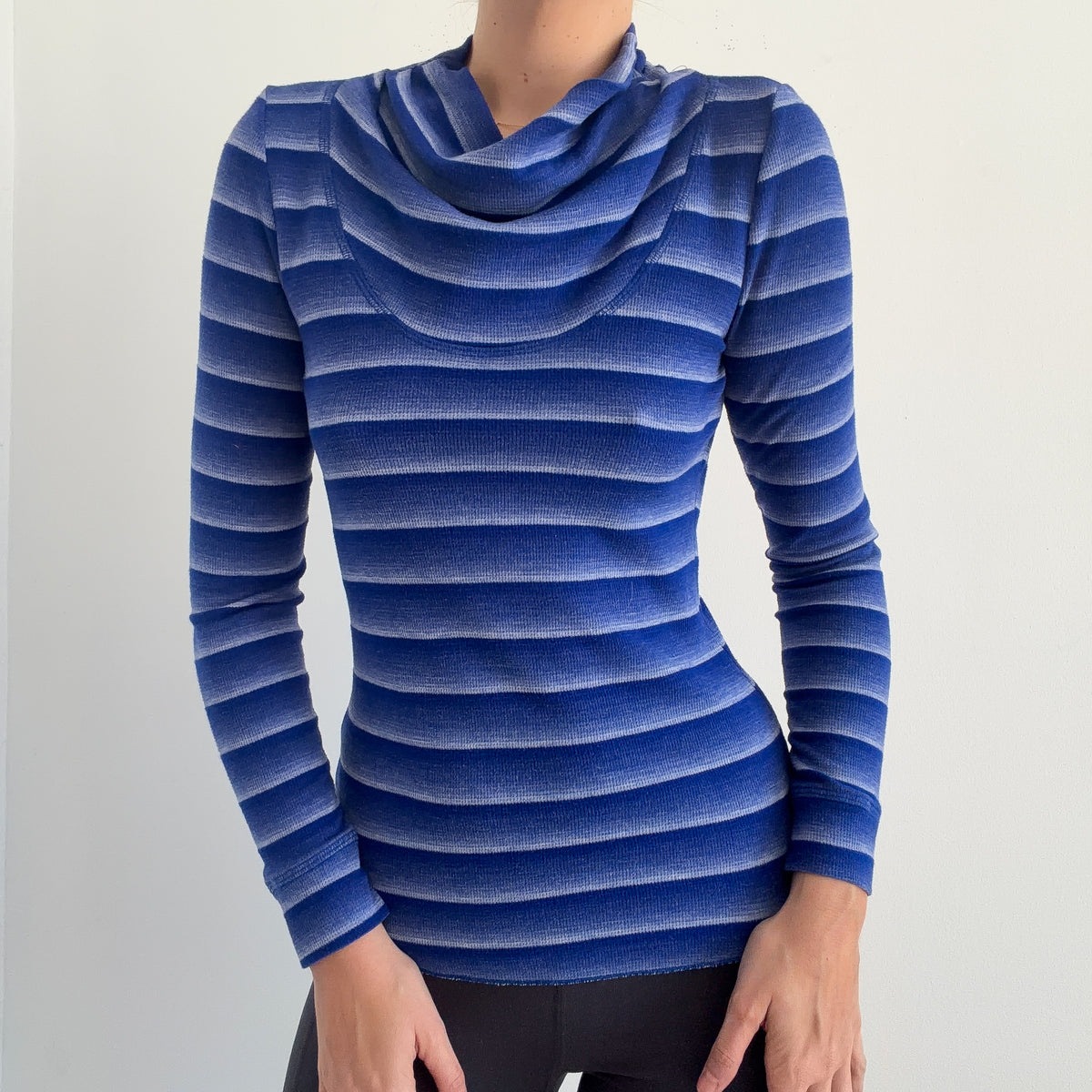 Y2K Athleta Royal Blue Striped Thermal Top / SZ S