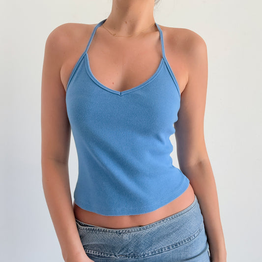 Y2K Cornflower Blue Halter Top / SZ S
