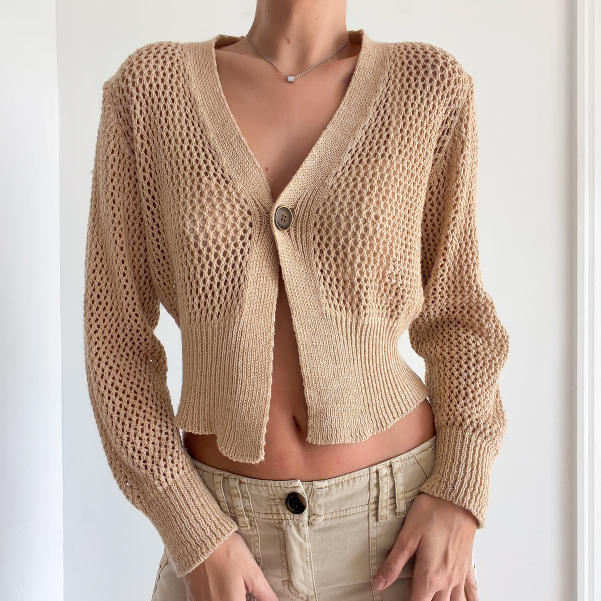 Italian Tan Knit Cardigan Top / SZ M/L