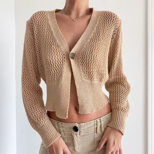 Italian Tan Knit Cardigan Top / SZ M/L