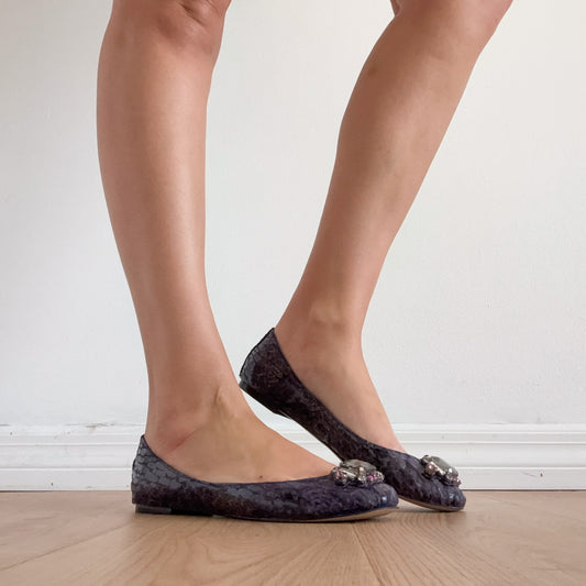 2010's Steve Madden Purple Rhinestone Flats / SZ 8