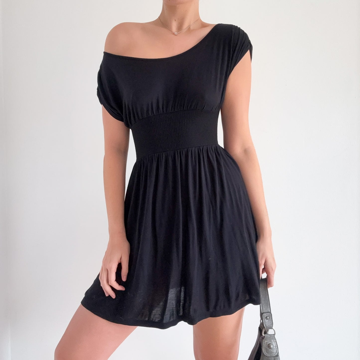 Y2K Black Viscose Mini Dress / SZ S