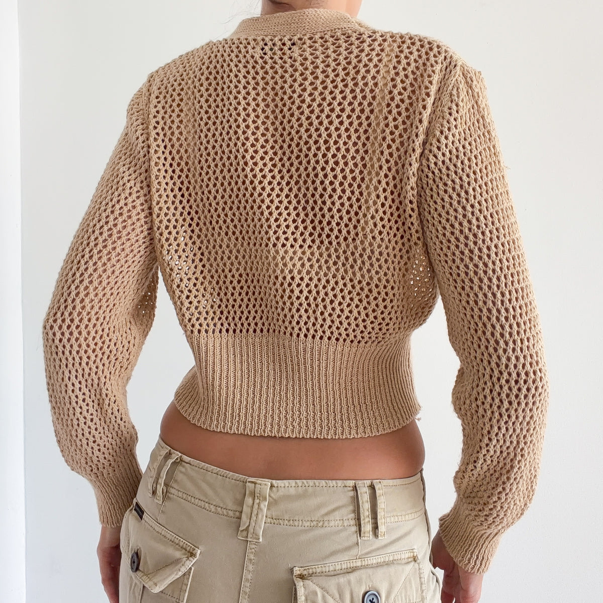 Italian Tan Knit Cardigan Top / SZ M/L