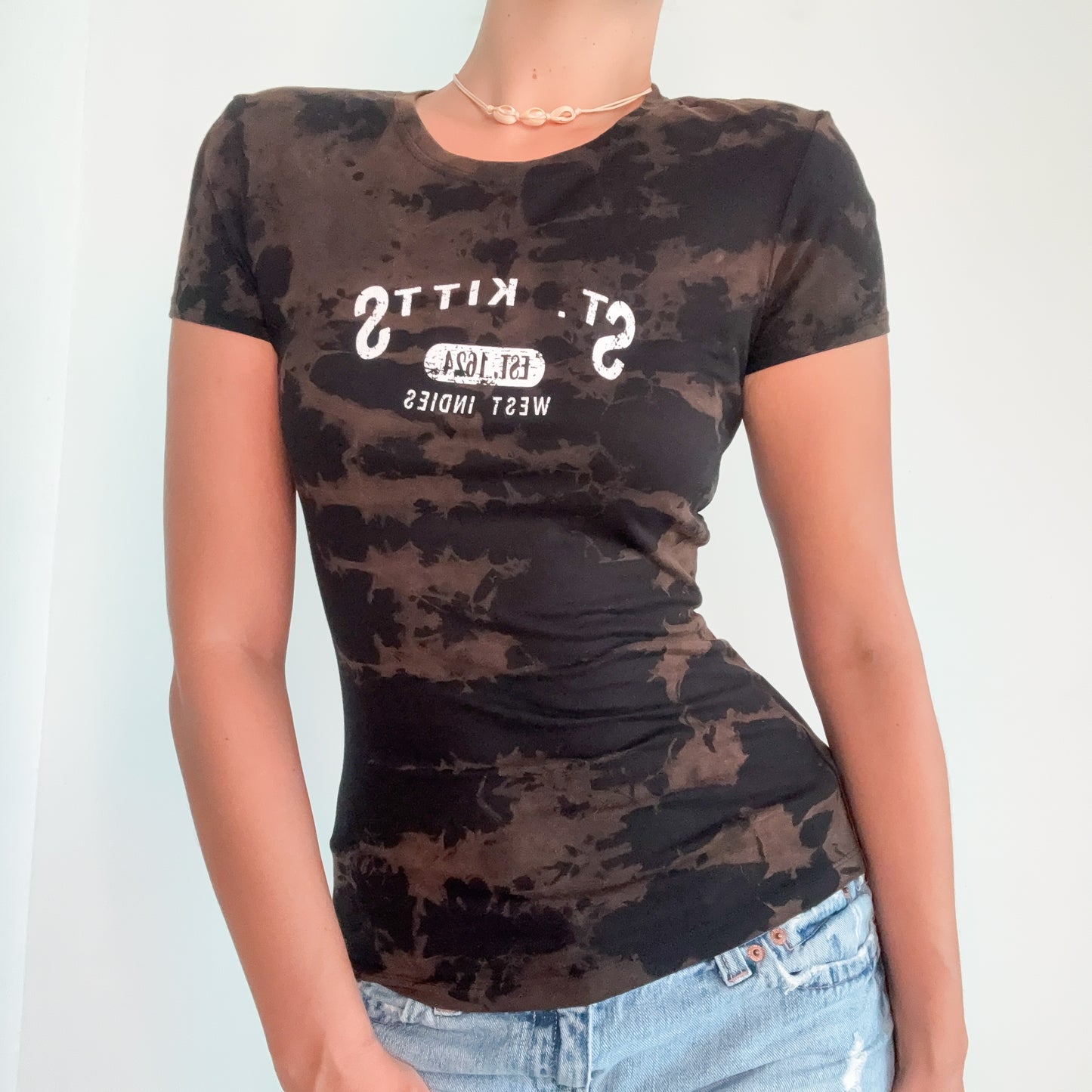 Y2K Brown Tie Dye Graphic Tee / SZ S