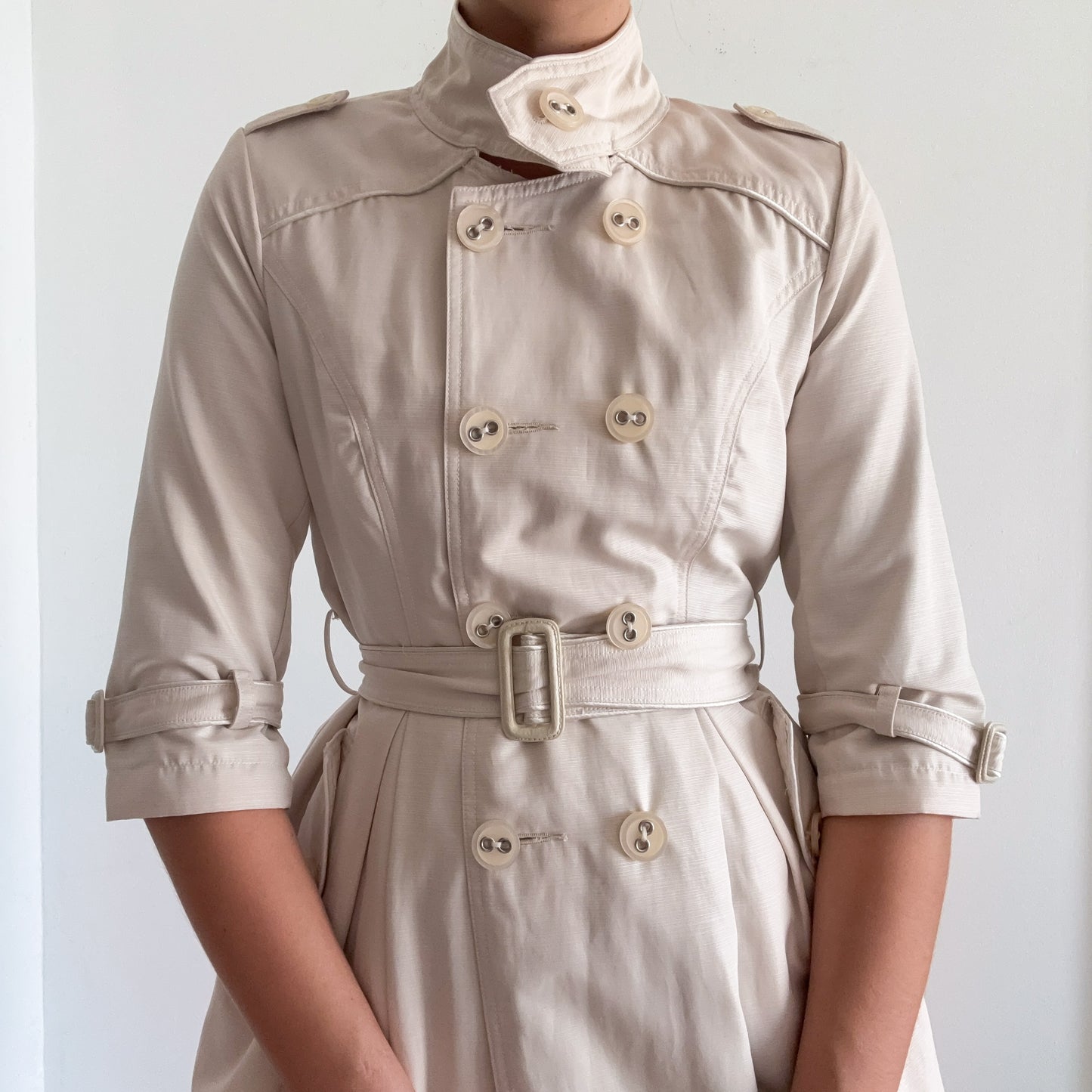 Y2K Beige Babydoll Peacoat / SZ XS/S
