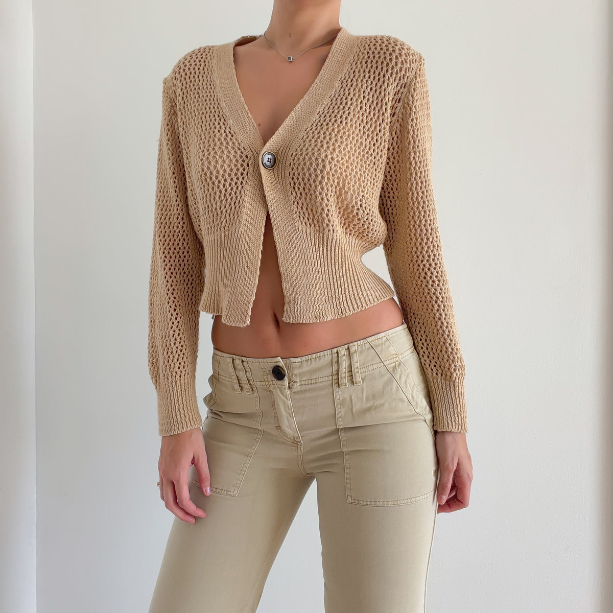 Italian Tan Knit Cardigan Top / SZ M/L