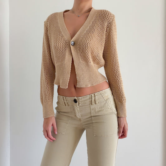Italian Tan Knit Cardigan Top / SZ M/L