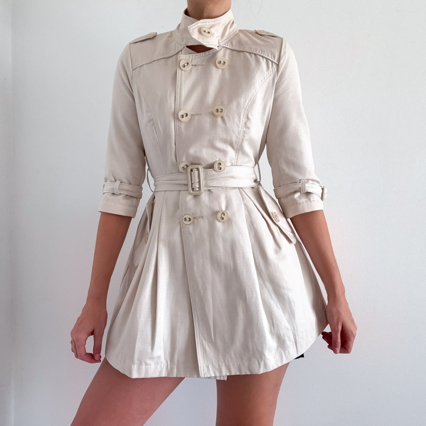 Y2K Beige Babydoll Peacoat / SZ XS/S