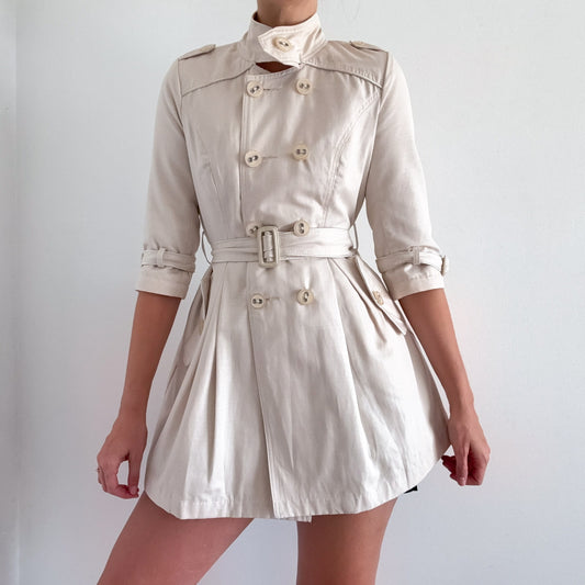 Y2K Beige Babydoll Peacoat / SZ XS/S