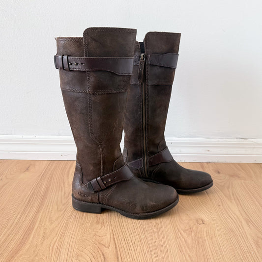 Y2K Ugg Brown Suede Leather Boots / SZ 7.5