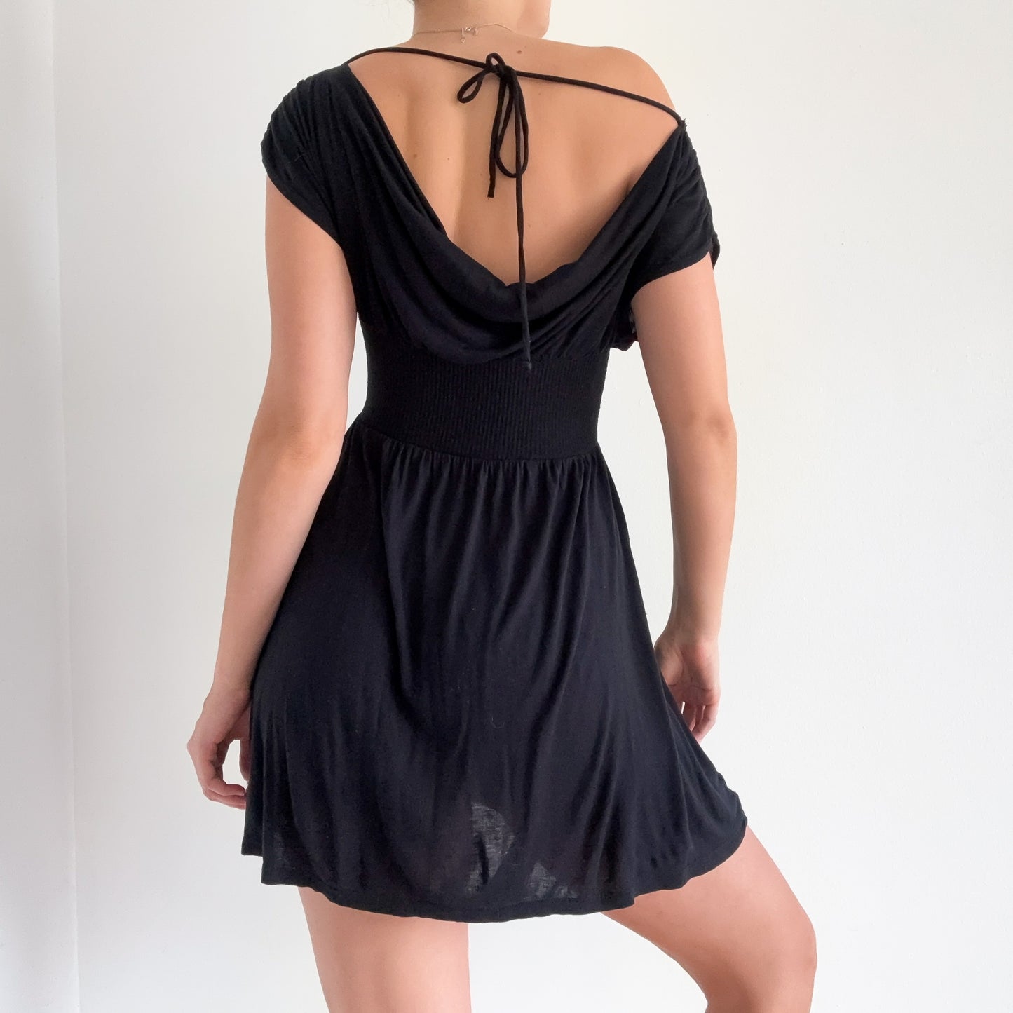 Y2K Black Viscose Mini Dress / SZ S