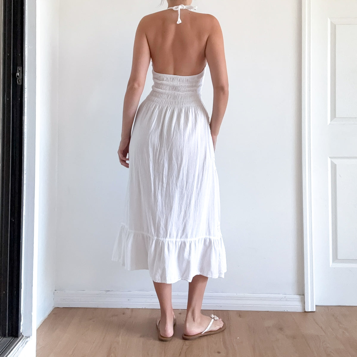 White Cotton Heart Maxi Sundress / SZ S