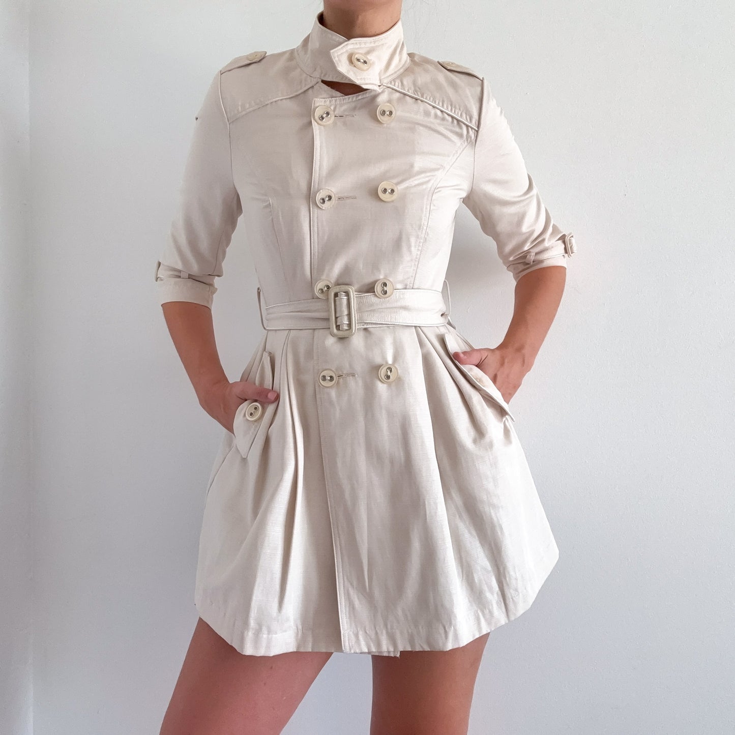 Y2K Beige Babydoll Peacoat / SZ XS/S
