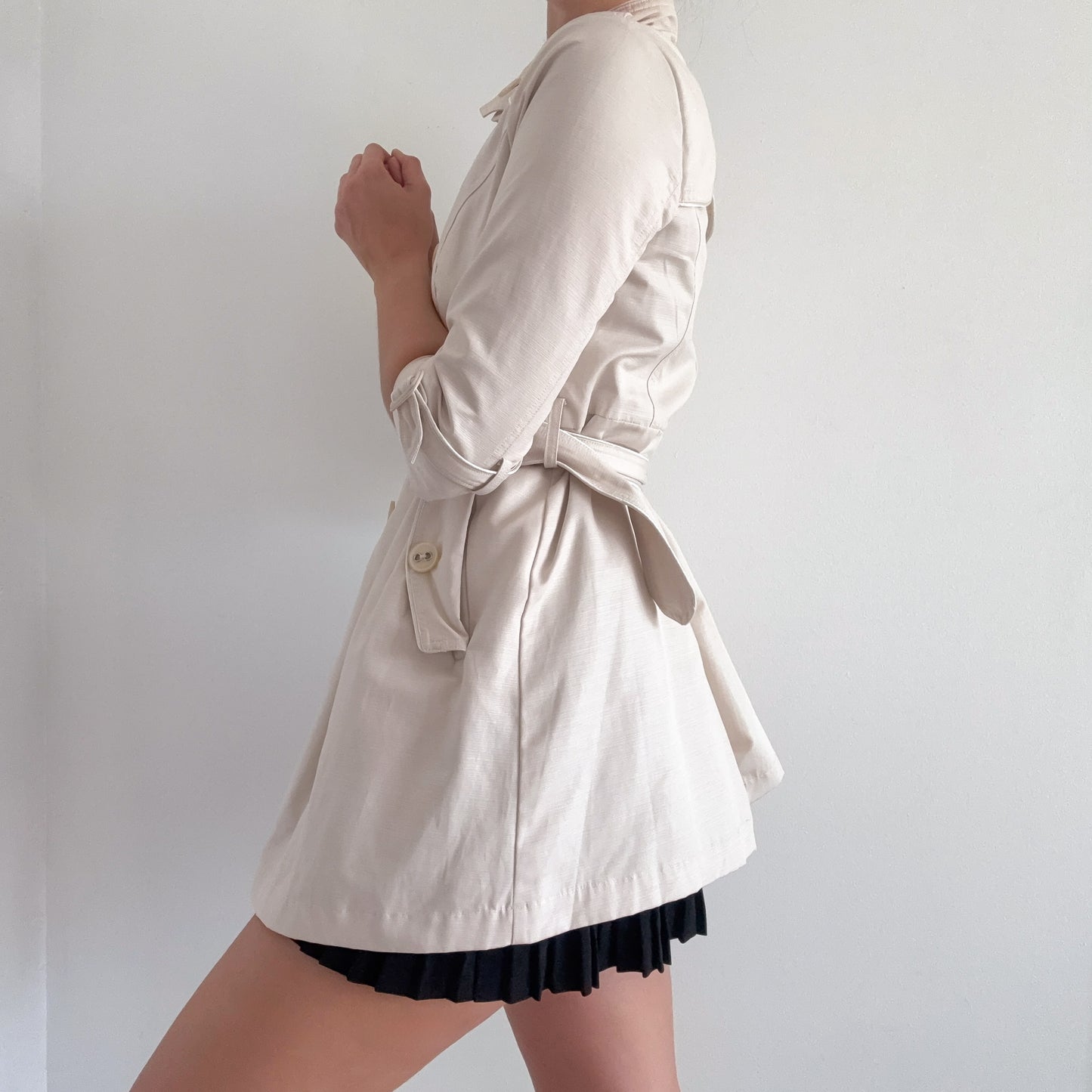 Y2K Beige Babydoll Peacoat / SZ XS/S