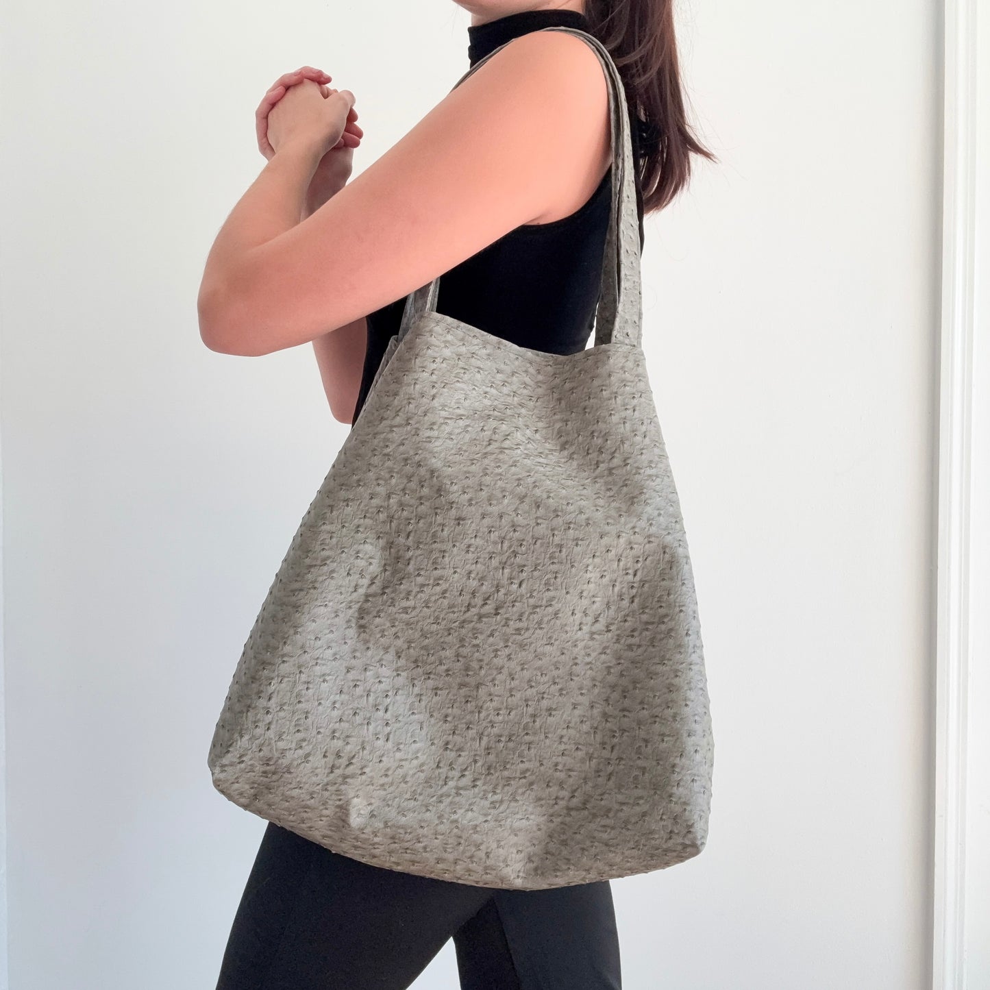 2010's Grey Vegan Ostrich Totebag