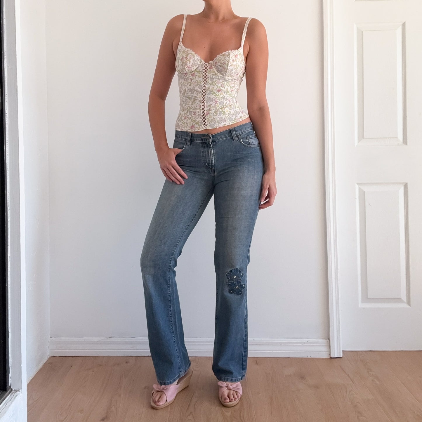 Y2K Nautica Flower Patch Denim Jeans / SZ 6/8