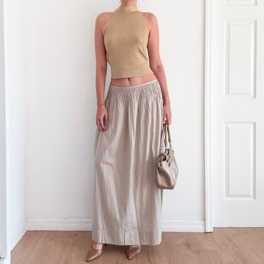 Y2K DKNY Beige Cotton Maxi Skirt / SZ M