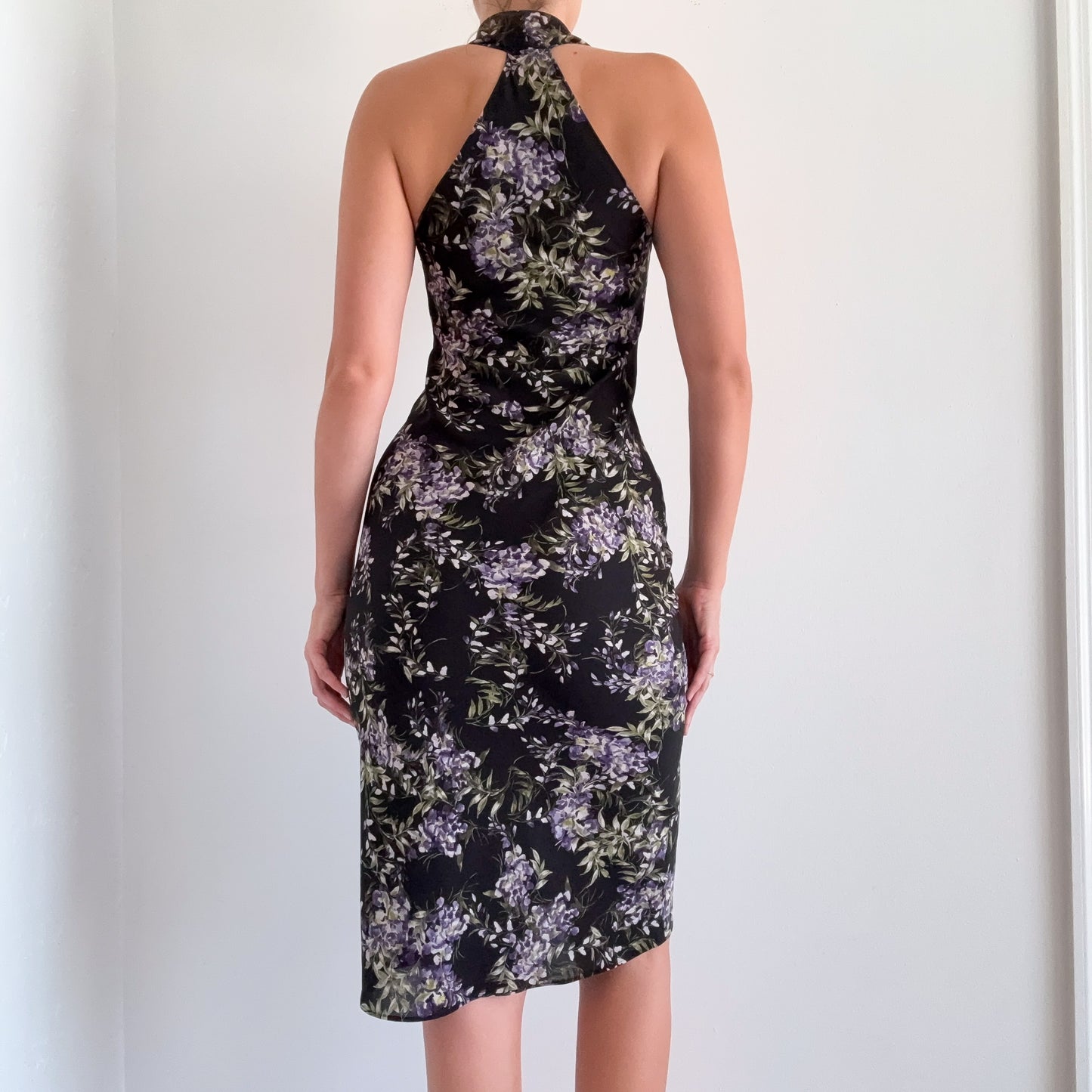 Norma Kamali Black & Purple Midi Dress / SZ XS/S