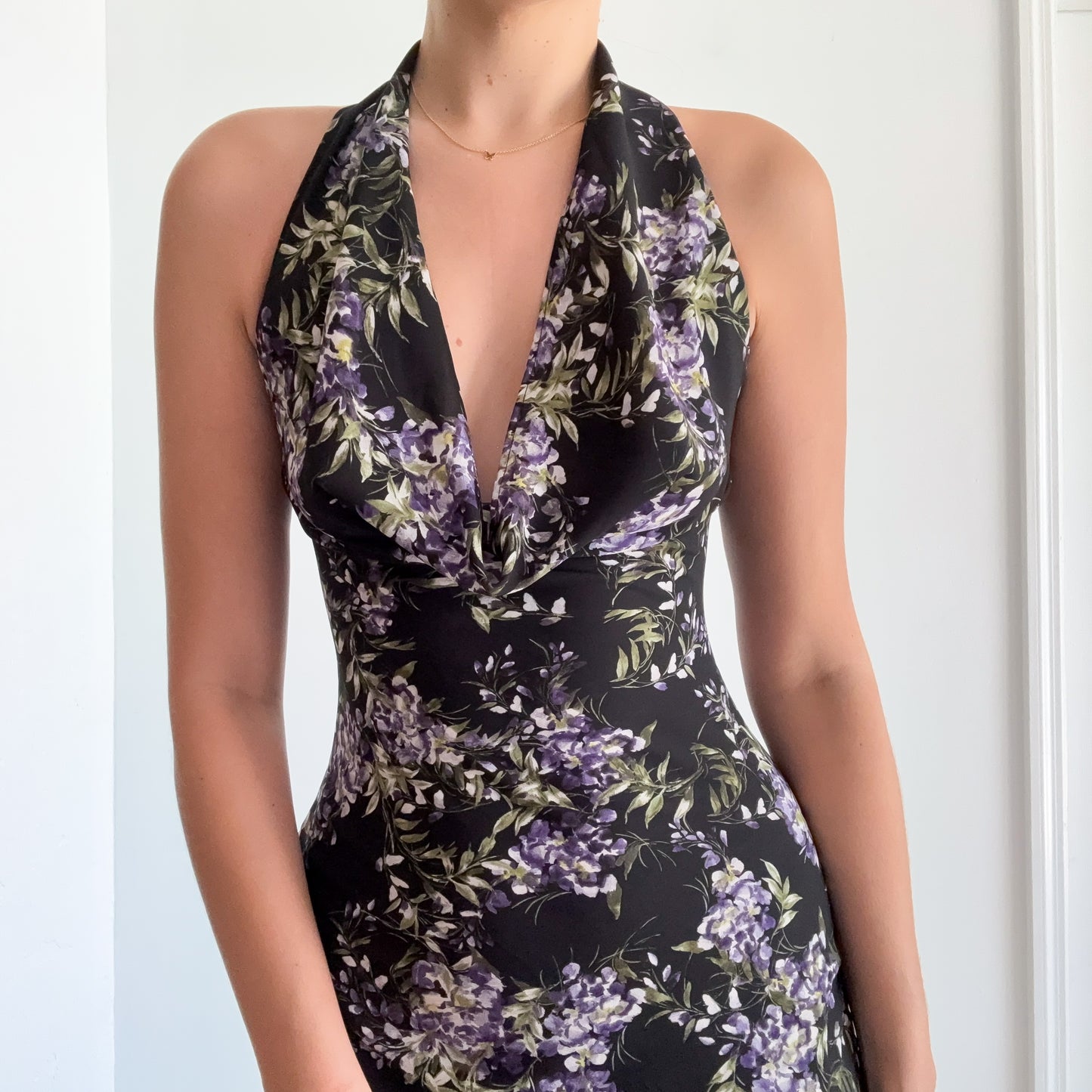 Norma Kamali Black & Purple Midi Dress / SZ XS/S