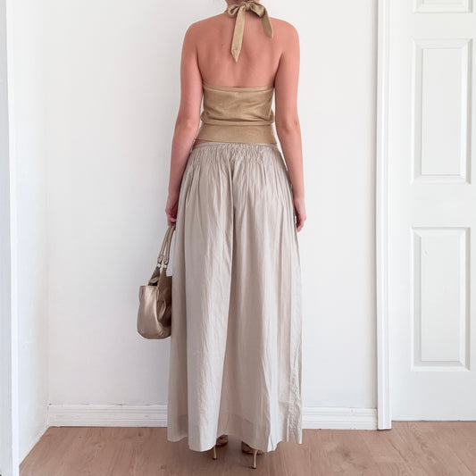 Y2K DKNY Beige Cotton Maxi Skirt / SZ M