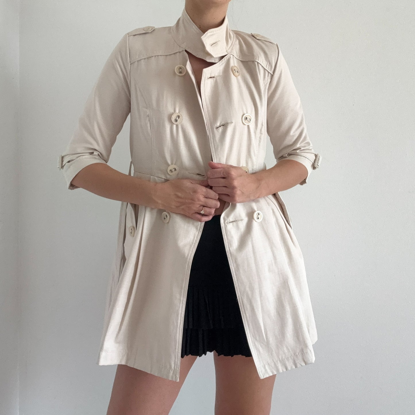 Y2K Beige Babydoll Peacoat / SZ XS/S