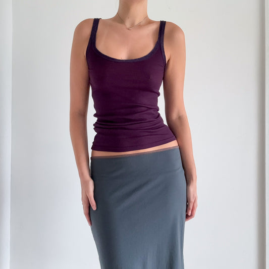 Y2K Purple Metallic Trim Tank / SZ XS-S