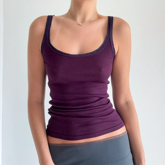 Y2K Purple Metallic Trim Tank / SZ XS-S