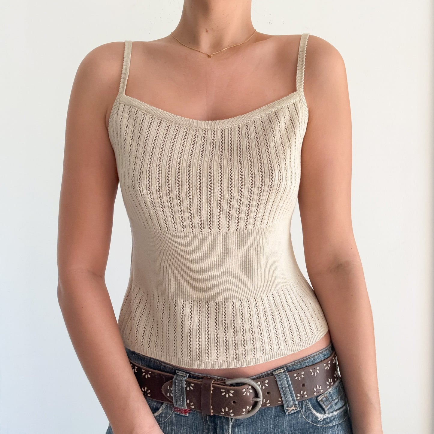 Y2K Laundry Beige Knit Tank / SZ M/L