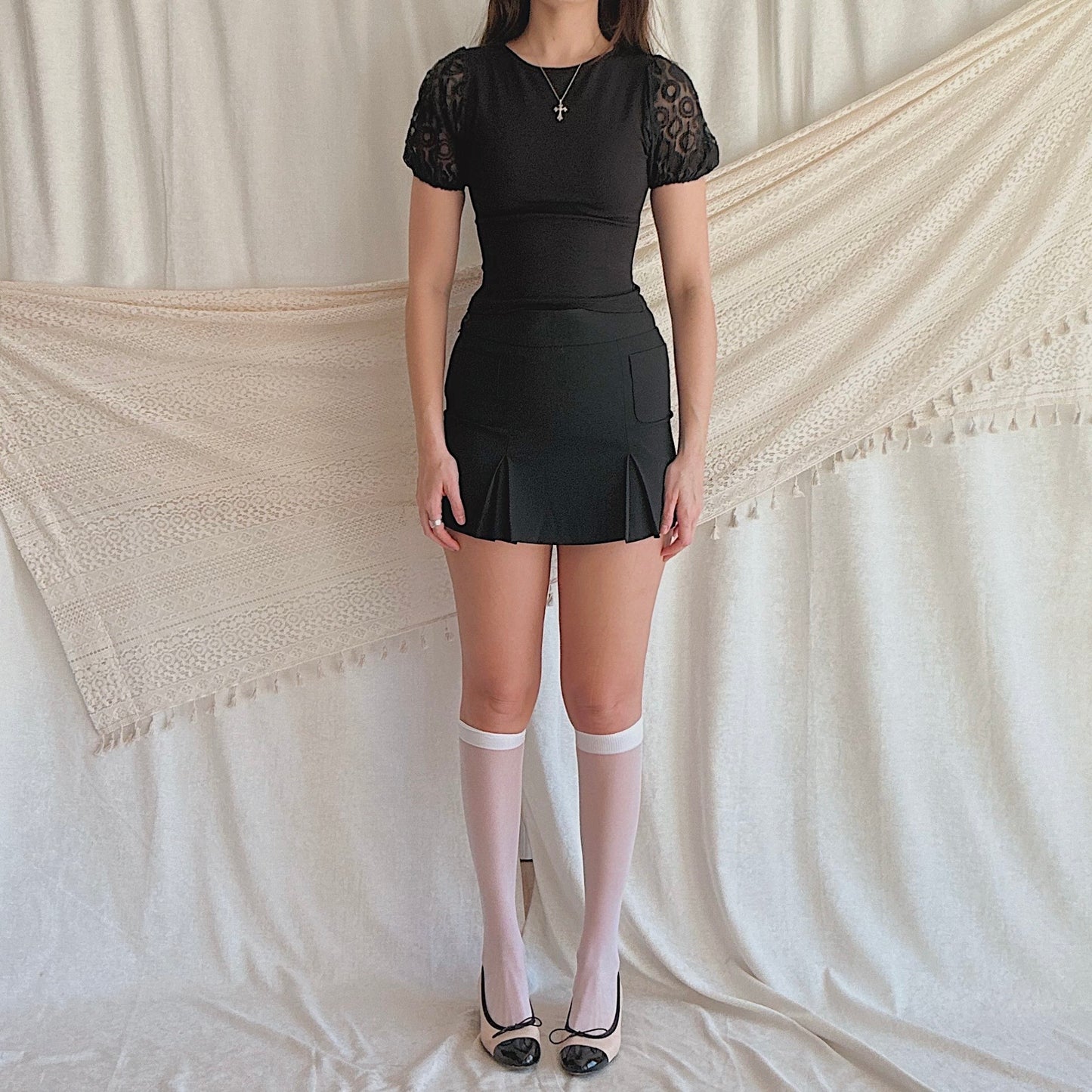Y2K Laundry Black Pleated Mini Skirt / SZ 0