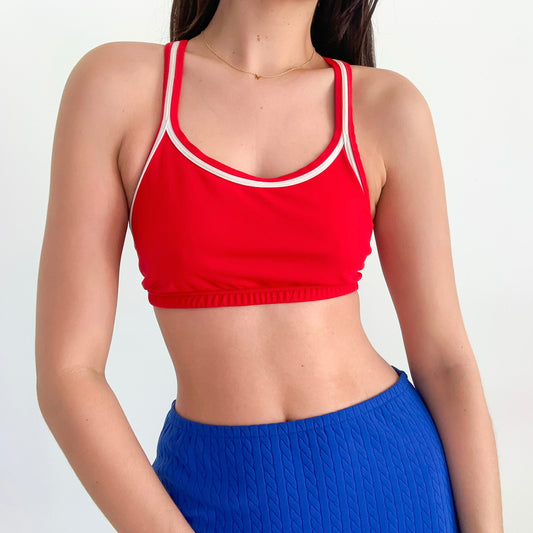 Y2K Red Contrast Sports Bra / SZ M-L