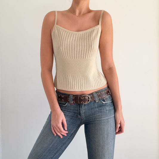 Y2K Laundry Beige Knit Tank / SZ M/L