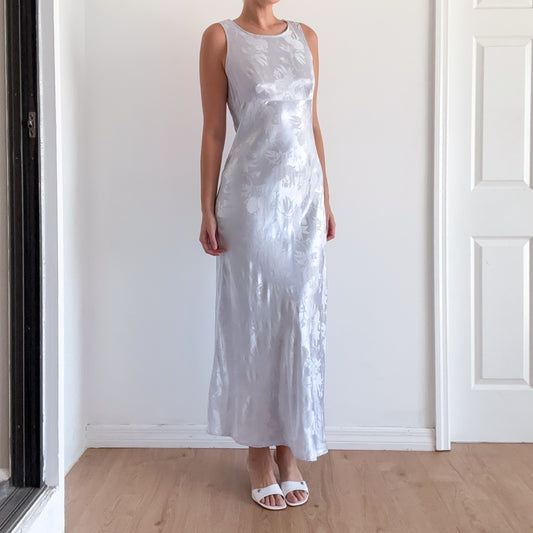 90's Lavender Brocade Maxi Dress / SZ M