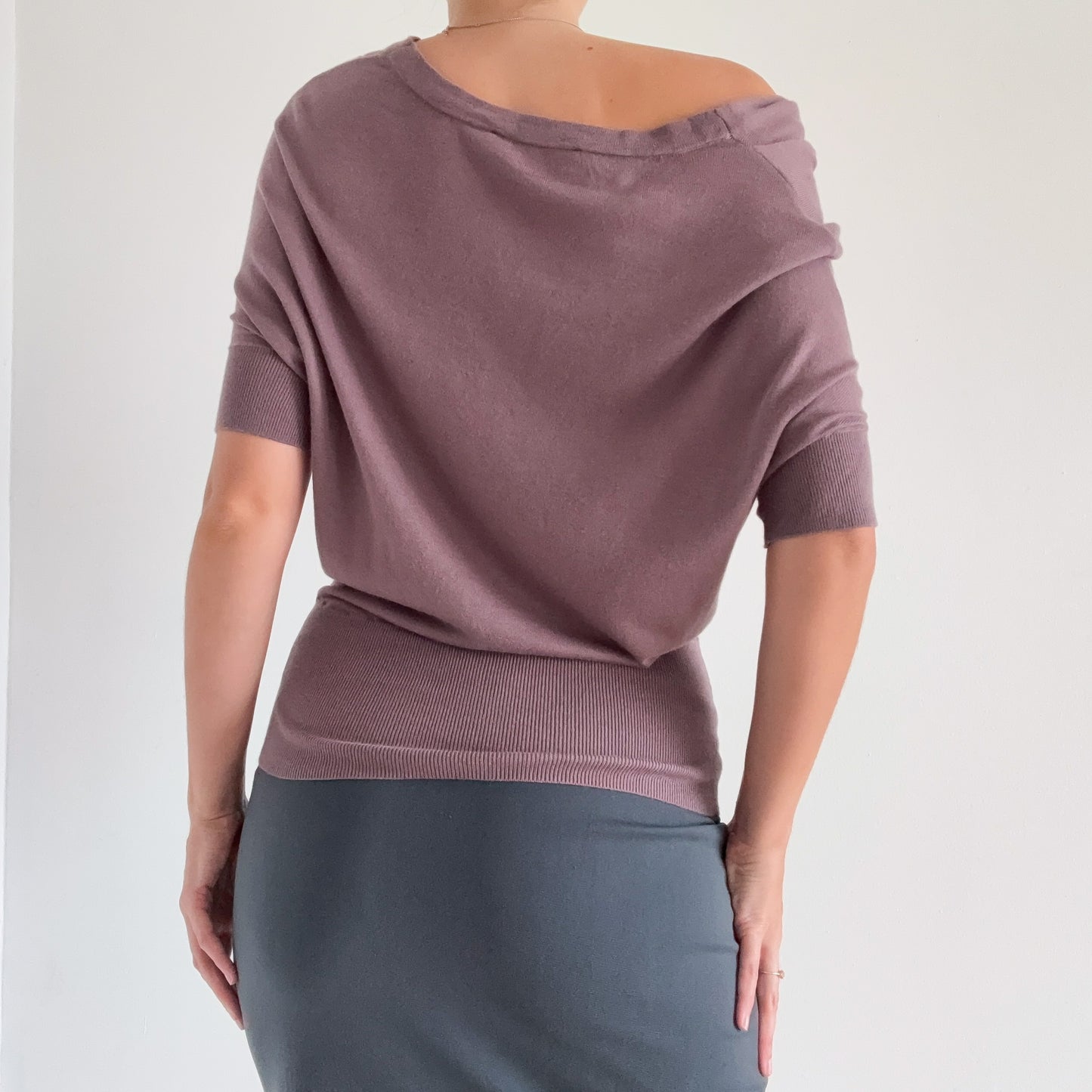 Y2K Mauve Purple Knit Dolman Sleeve Top / SZ XS-S