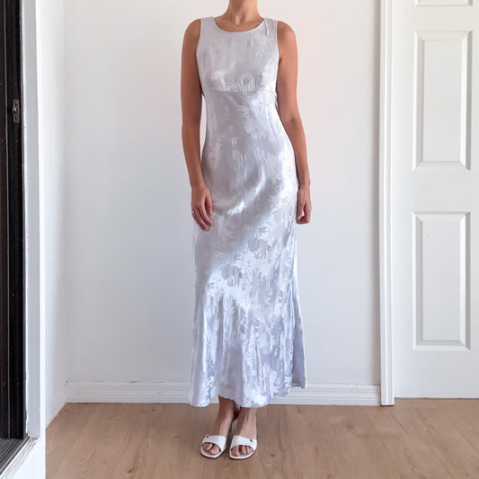 90's Lavender Brocade Maxi Dress / SZ M