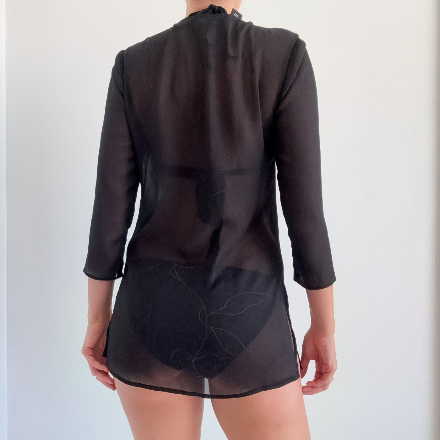 Y2K Black Beaded Swim Coverup / SZ XS/S