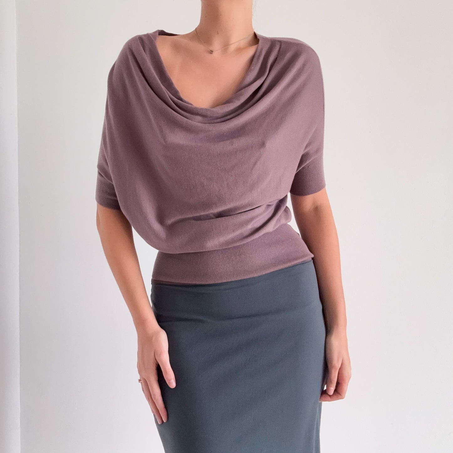 Y2K Mauve Purple Knit Dolman Sleeve Top / SZ XS-S