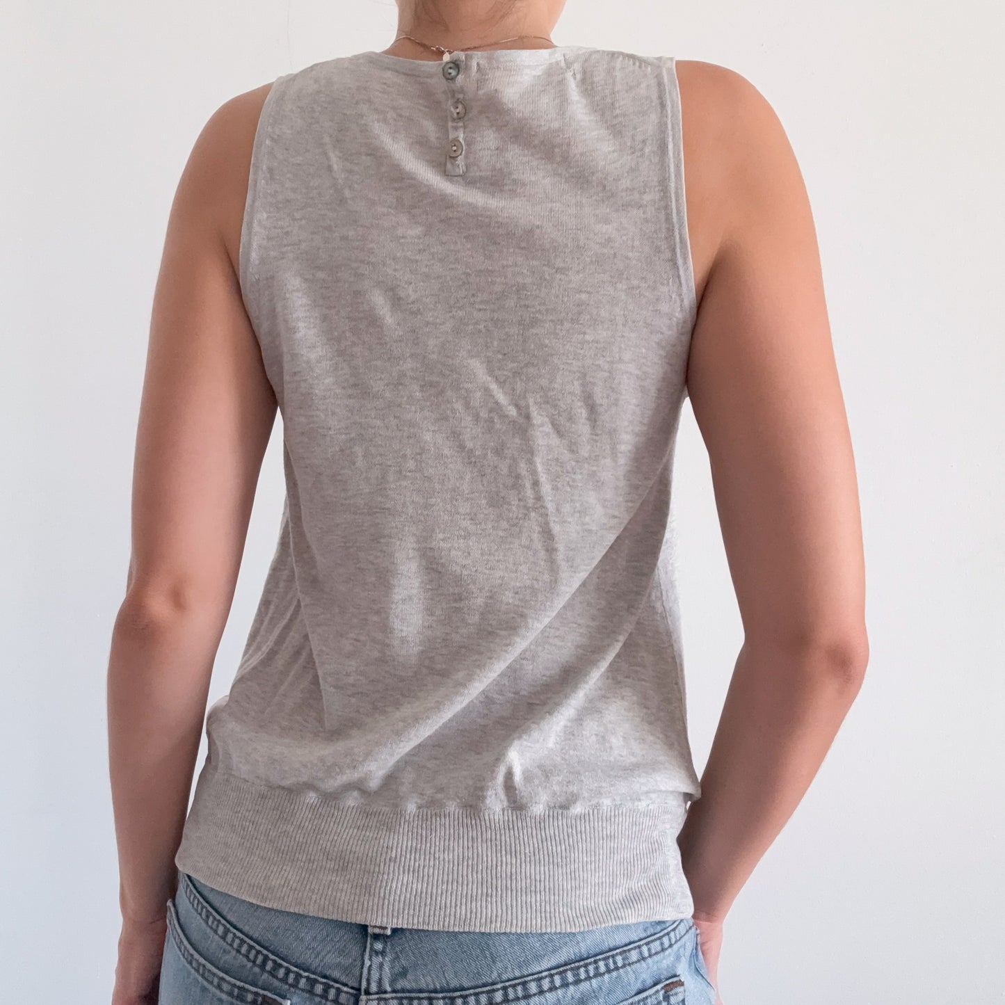 Y2K Light Grey Knit Bubble Top / SZ S/M