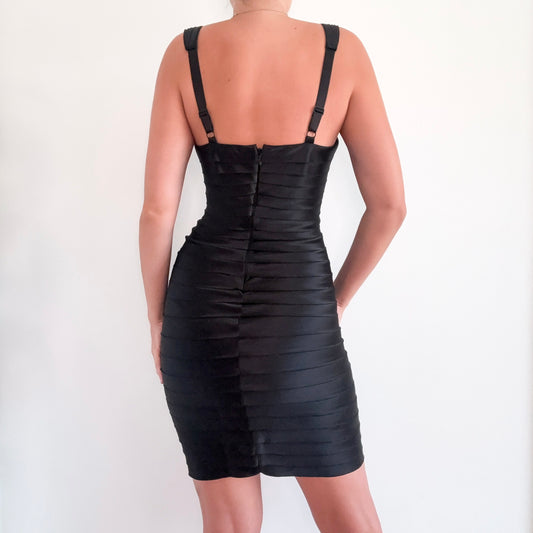 Y2K BCBGMaxAzria Black Satin Cocktail Dress / SZ 4