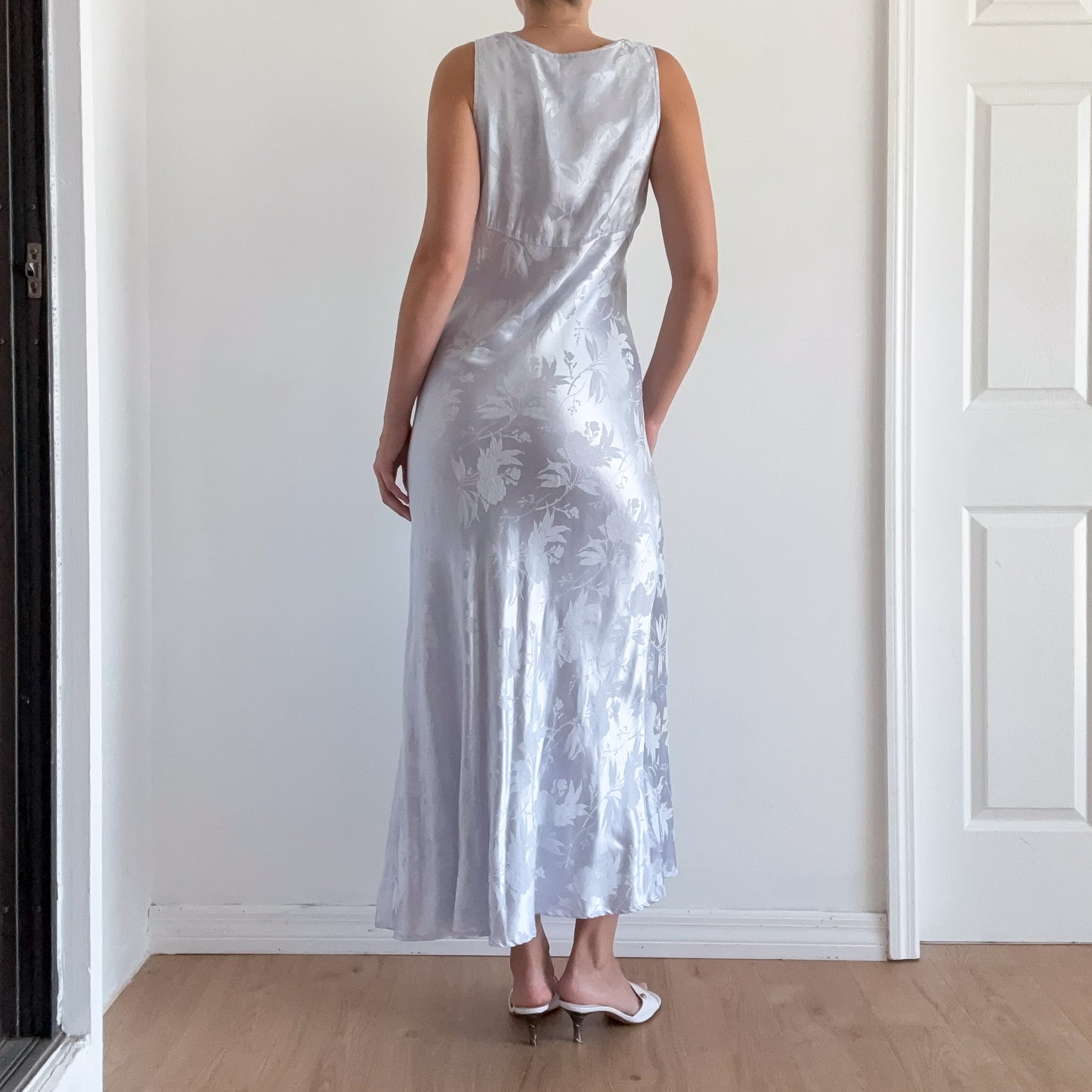 90's Lavender Brocade Maxi Dress / SZ M