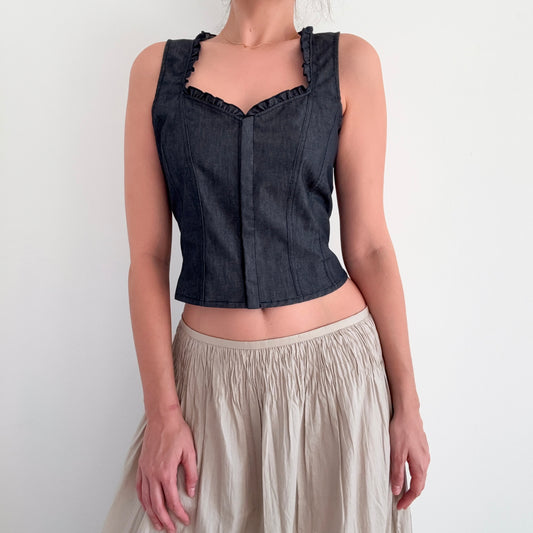 Y2K Italian Dark Grey Corset Top / SZ M/L