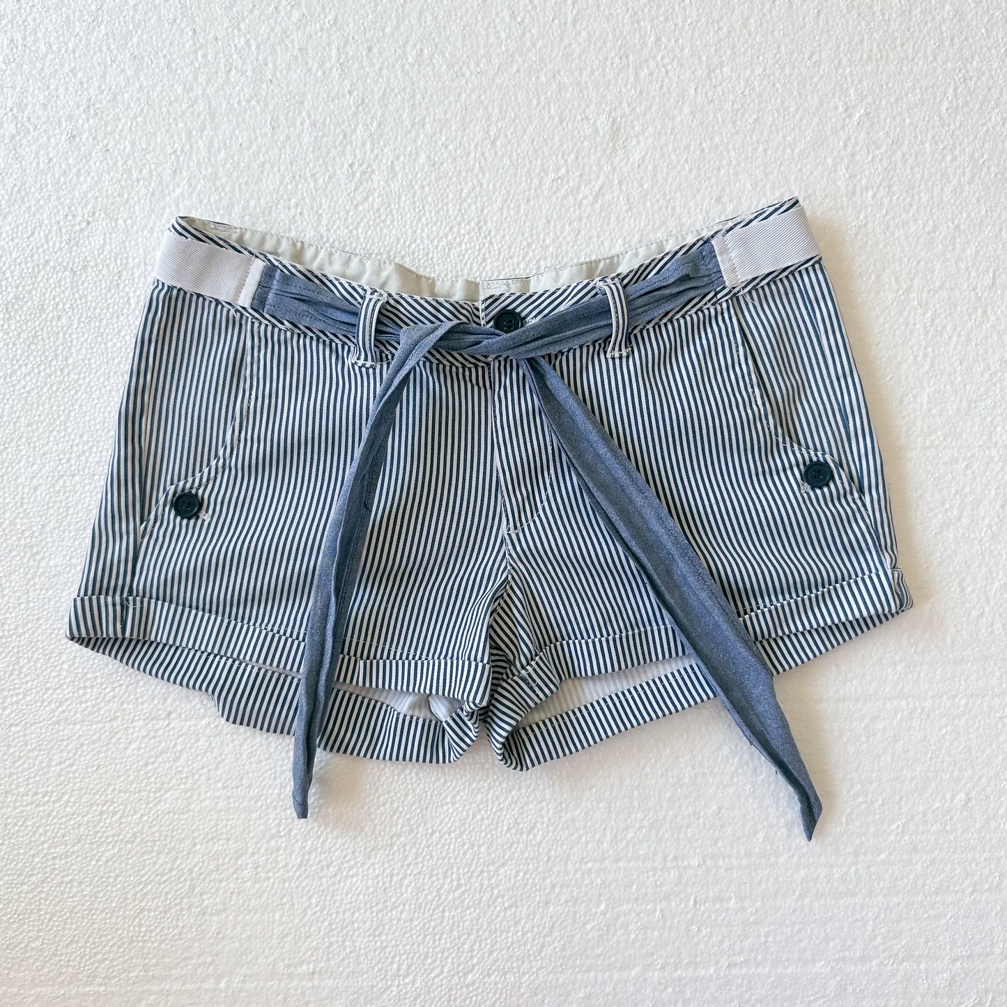 Y2K Blue & White Striped Mini Shorts / SZ 2-4