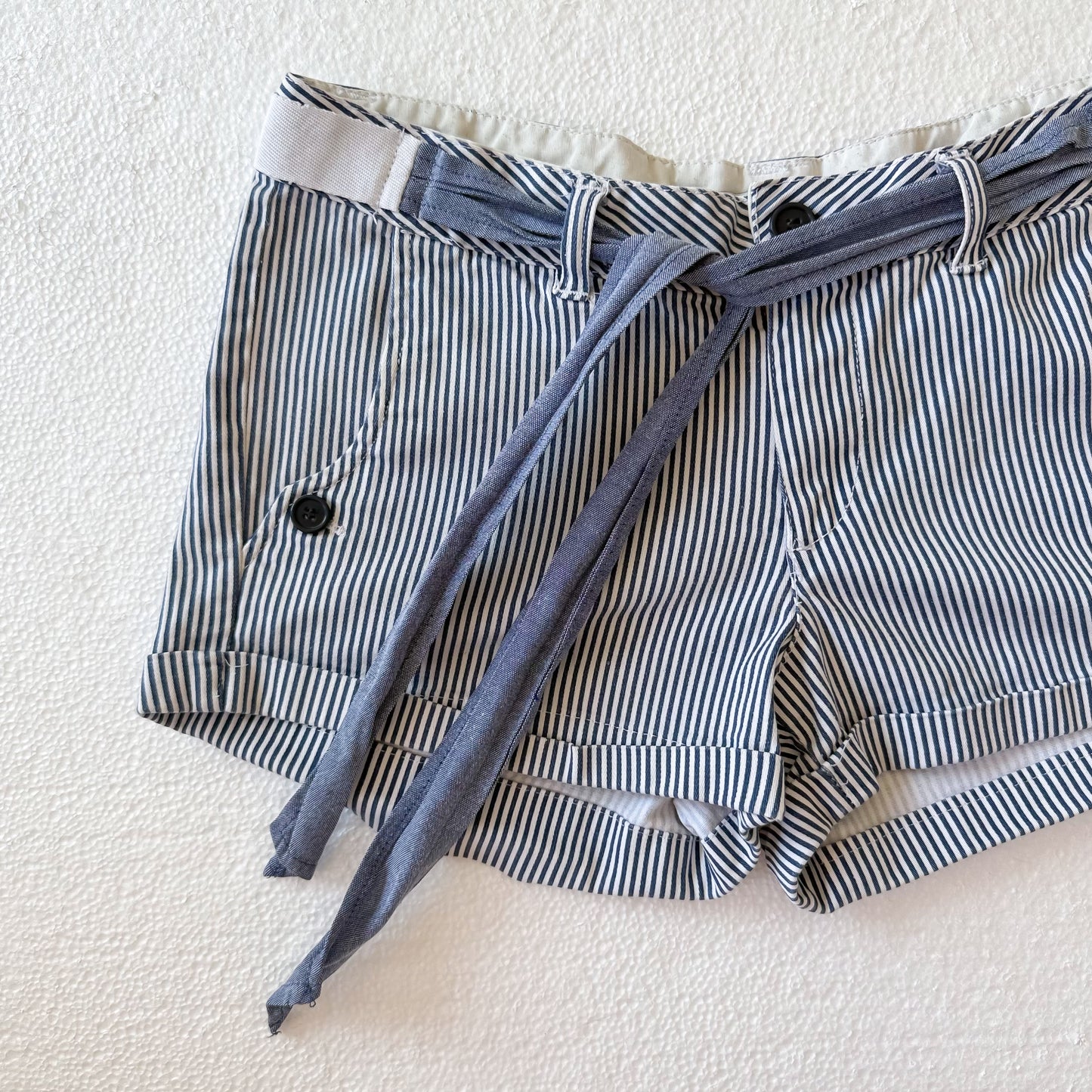 Y2K Blue & White Striped Mini Shorts / SZ 2-4